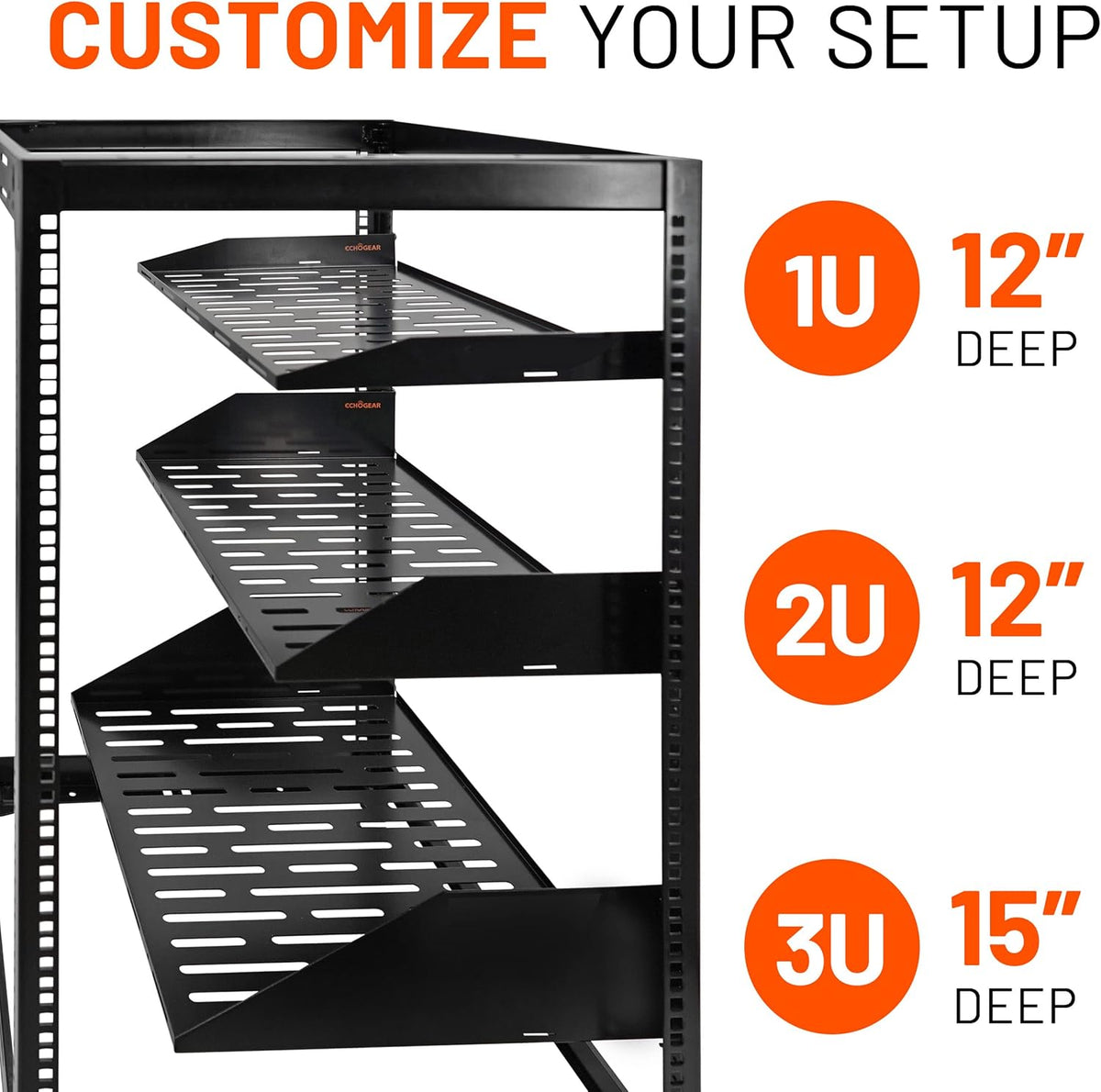 ECHOGEAR 3U Rack Shelf - Universeel ontwerp werkt met elk rack - Geschikt voor 75bs servers, netwerkapparatuur of AV-apparatuur - 15" diepe stalen plank met geventileerd ontwerp - Installatie hardware