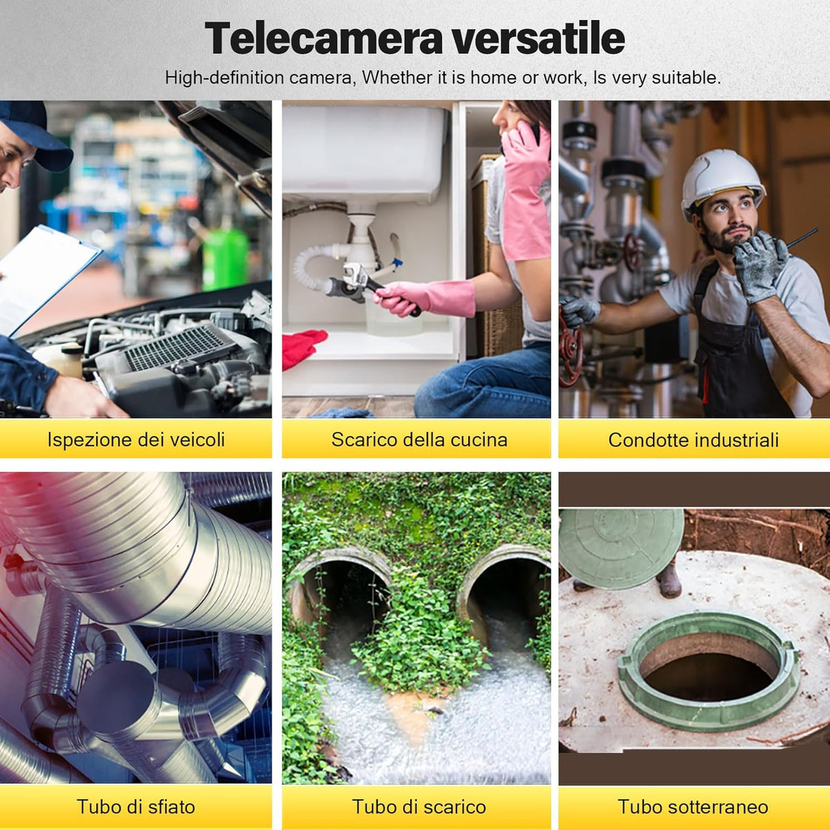 Inspectiecamera met 17,8 cm (7 inch) monitor, 30 m, DVR-opname, IP68 HD 1000TVL, buisleidingssysteem, industrieel endoscoopsysteem met 12 led-kaarten