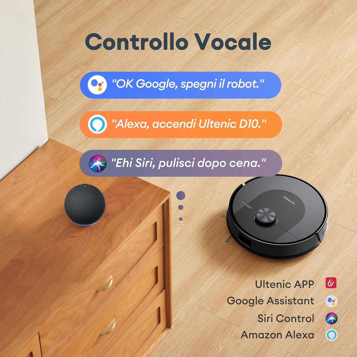 Ultenic Robotstofzuiger, robotstofzuiger, 6000 Pa, lange levensduur, Alexa/APP/IFTTT robotstofzuiger, ultradun, stil
