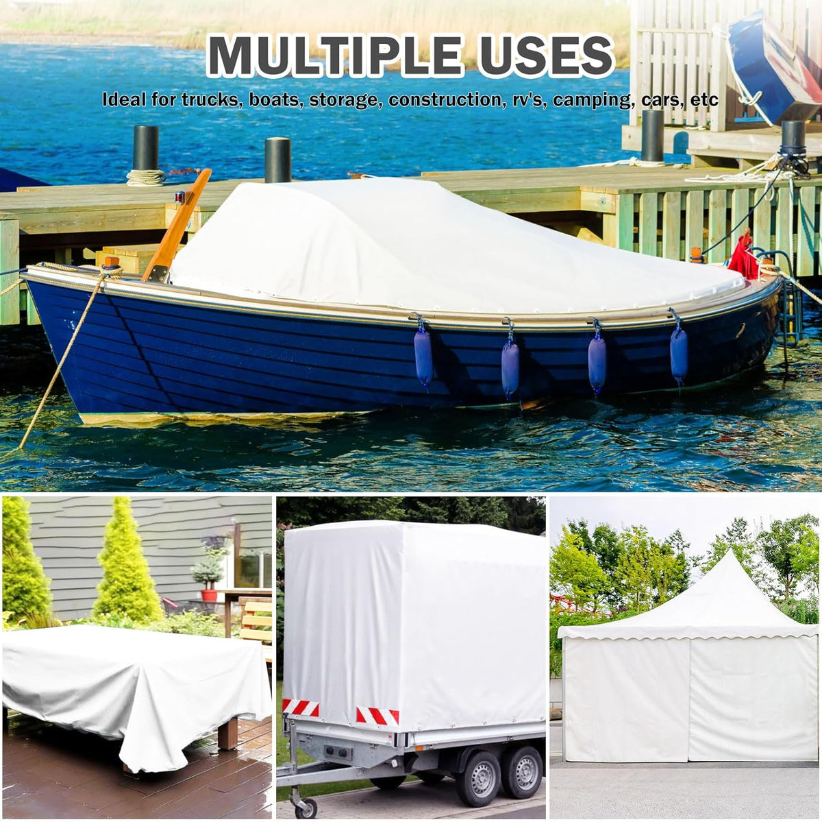 SHANNA 440 g/m² waterdicht vrachtwagenzeil met ingestanste ringen, 4 x 6 m afdekzeil, zwaar pvc, multifunctioneel afdekzeil, zeildoek voor tuinmeubelen, hout, trampoline, pool, auto, scheurvast