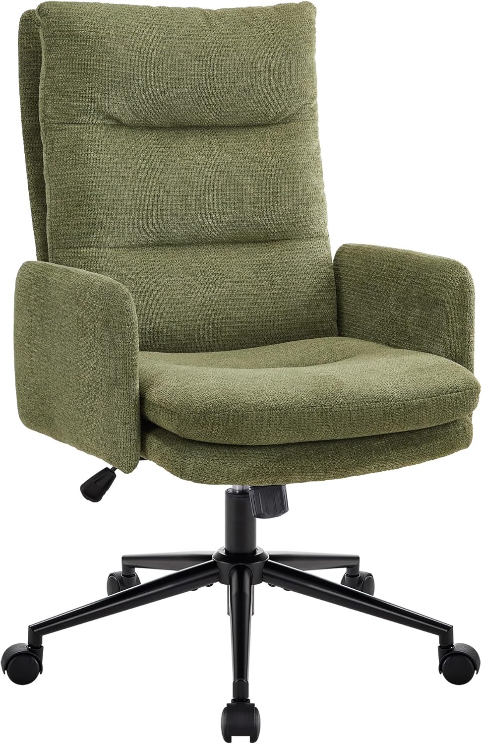 Bureaustoel – Bureaustoel Met Wieltjes – Bureaustoel Met Armleuningen – Ergonomische Bureaustoel – Draaibare Bureaustoel – Hoge Rugleuning – Verstelbare Zithoogte – Pluche Cashmere Bekleding Groen