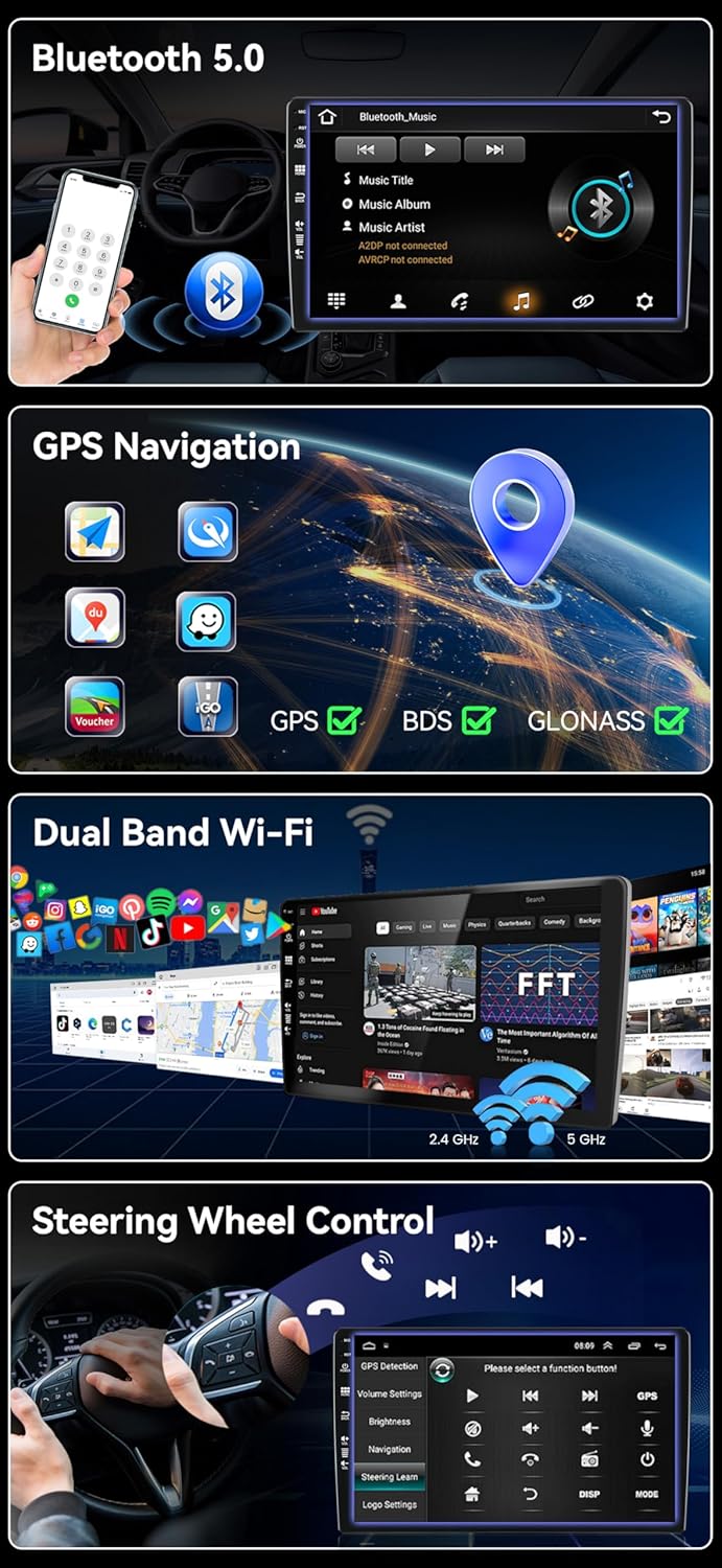 MSD Ingebouwd DAB - Autoradio Voor Suzuki Jimny 3 (2005-2019) | Android 15 GPS Navi Radio | CarPlay Android Auto Stuurwiel Dual-Band WiFi DSP 4G Bluetooth | MIC Camera | 4G+64G Octa-Core 2 Din 9 Inch