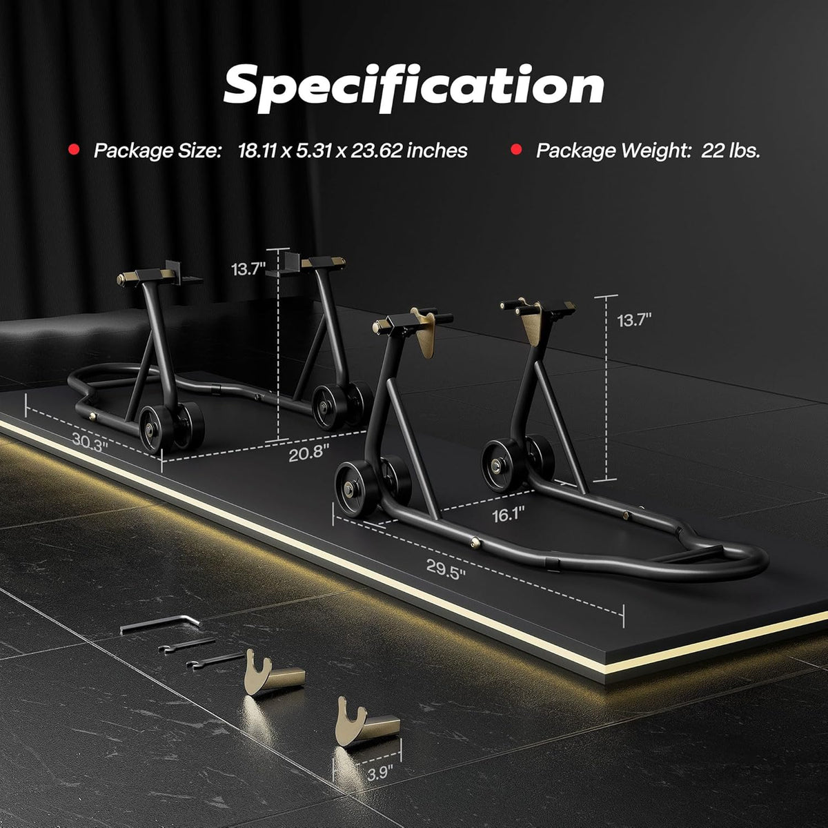 SPECSTAR Motorfietsstandaards 400 kg Capaciteit Voor en Achterwielen Liftcombinatie met U+L Verstelbare Swingarmspoel Zware Paddock