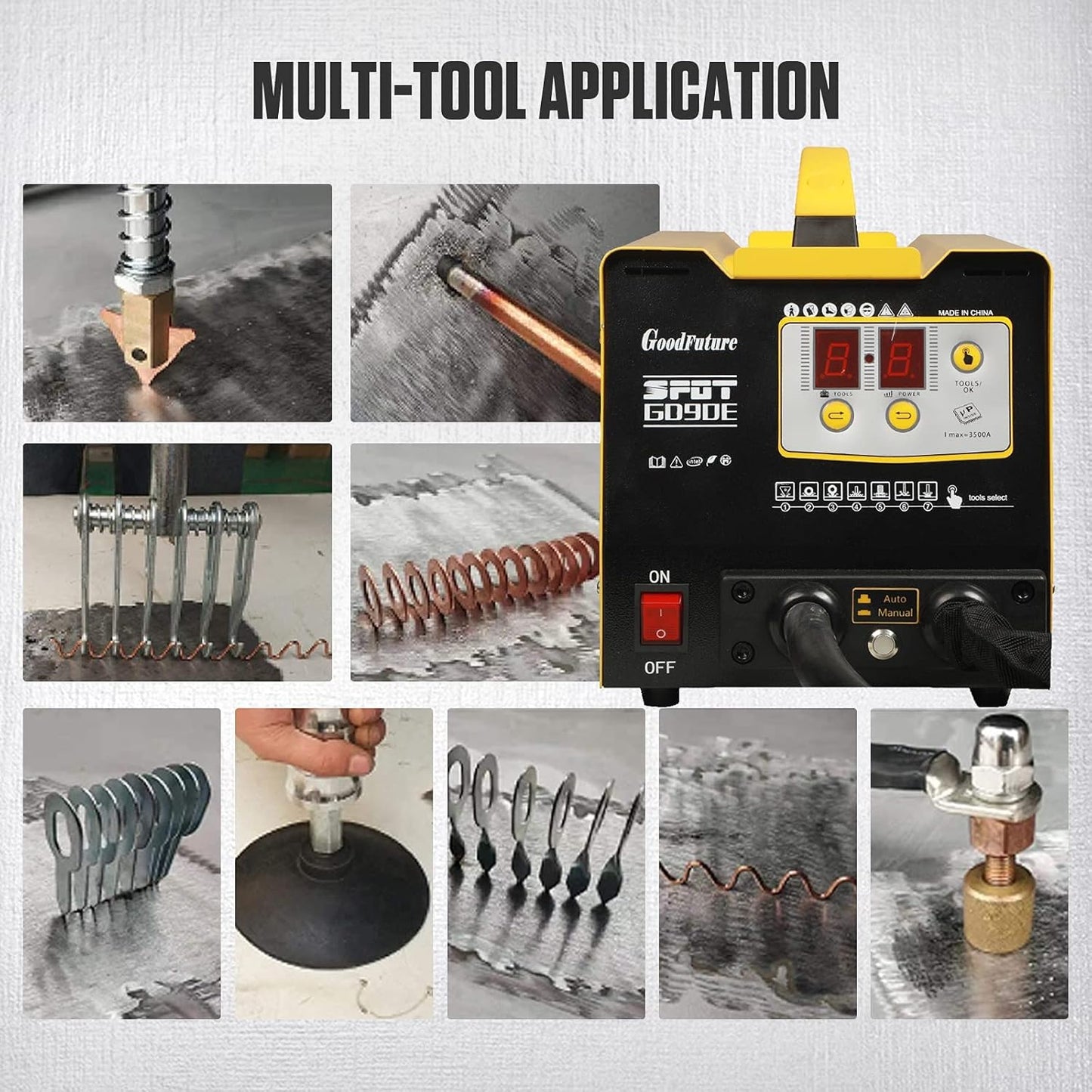 PLAYOCCAR 3KW Puller Dent Spot Welder 220V, Carrosserie Stud Lasmachine Multispot Motorkap Deur Reparatie Tool Kit