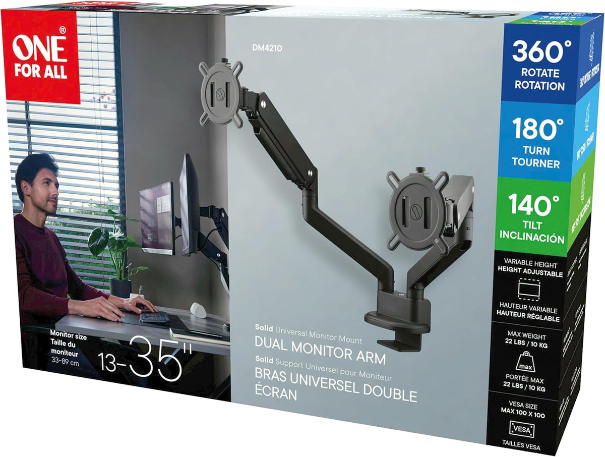 One For All Universele dubbele monitor arm (DM4210) zwart