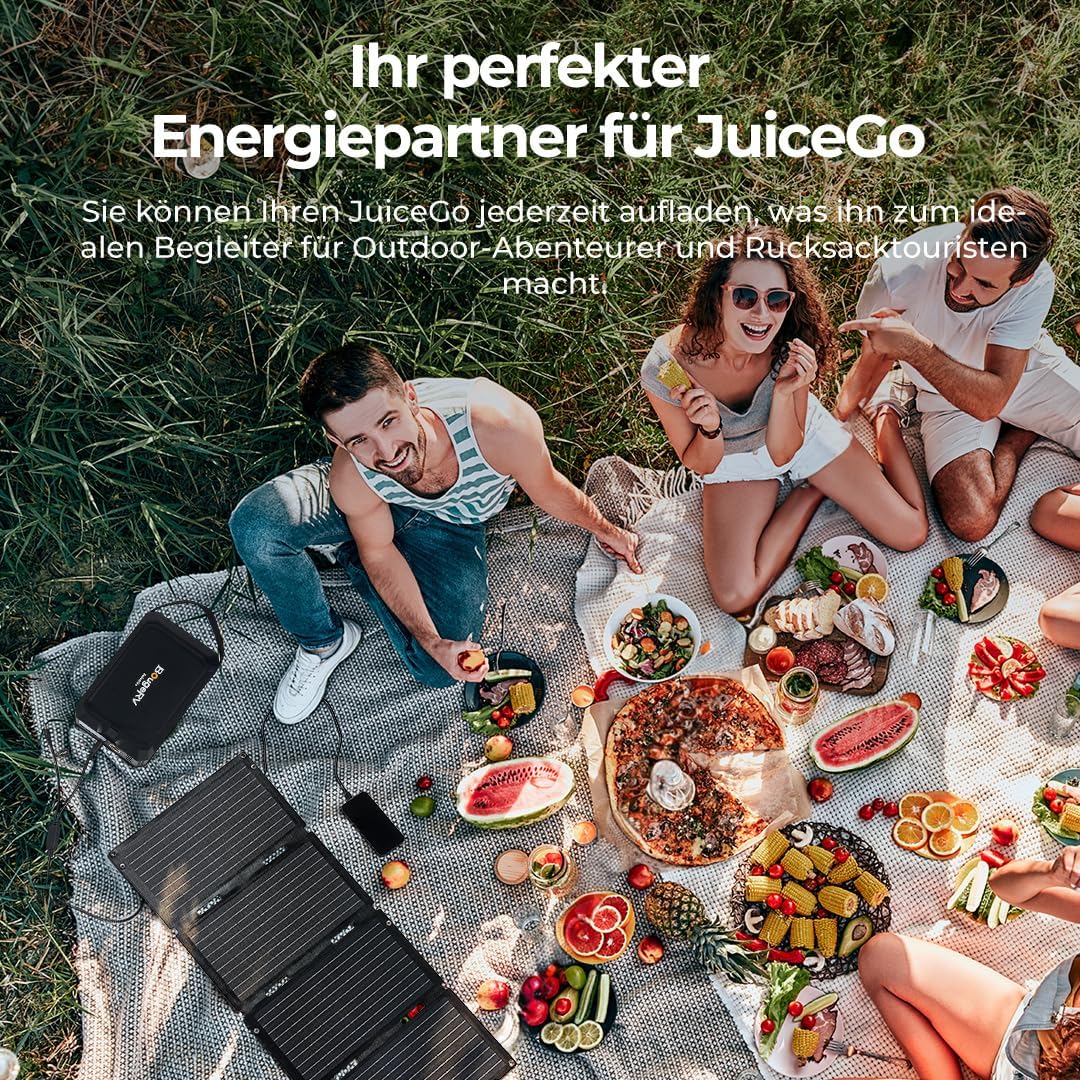 BougeRV 50 W ETFT opvouwbaar zonnepaneel, glasvezel 270 graden, 0,8 kg, zonnepaneel met DC/USB-C/USB-A-uitgangen, draagbaar zonnepaneel met karabijnhaak, compatibel met mobiele telefoon, tablet, klein