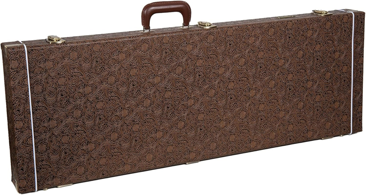 Crossrock Designer Series- Houten koffer voor Fender Precision & Jazz Basgitaren - Beveiligingsslot, metalen voeten, opslagruimte - Blossom Brown (CRW530BBQ)