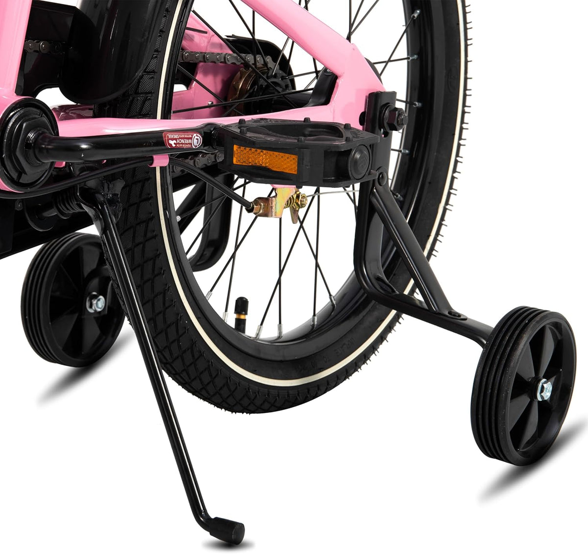nuitirii kinderfietsen STITCH Vintage kinderfiets 18 inch, voor jongens en meisjes van 6-9 jaar, met stablizer en standaard, roze