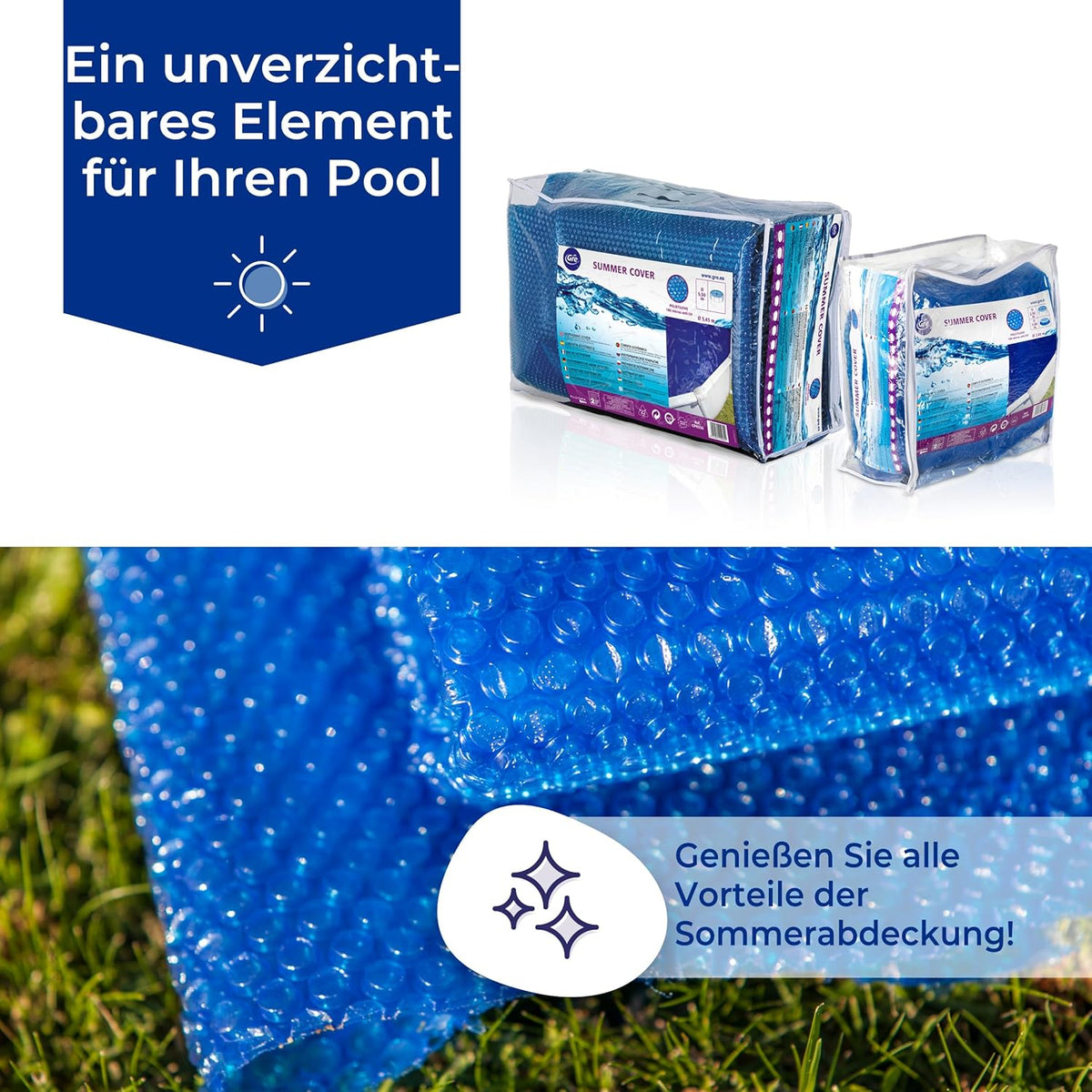 Gre Zomerafdekking voor zwembad in de vorm van een achtfiguur CPROV915 910 x 460 cm Blauw