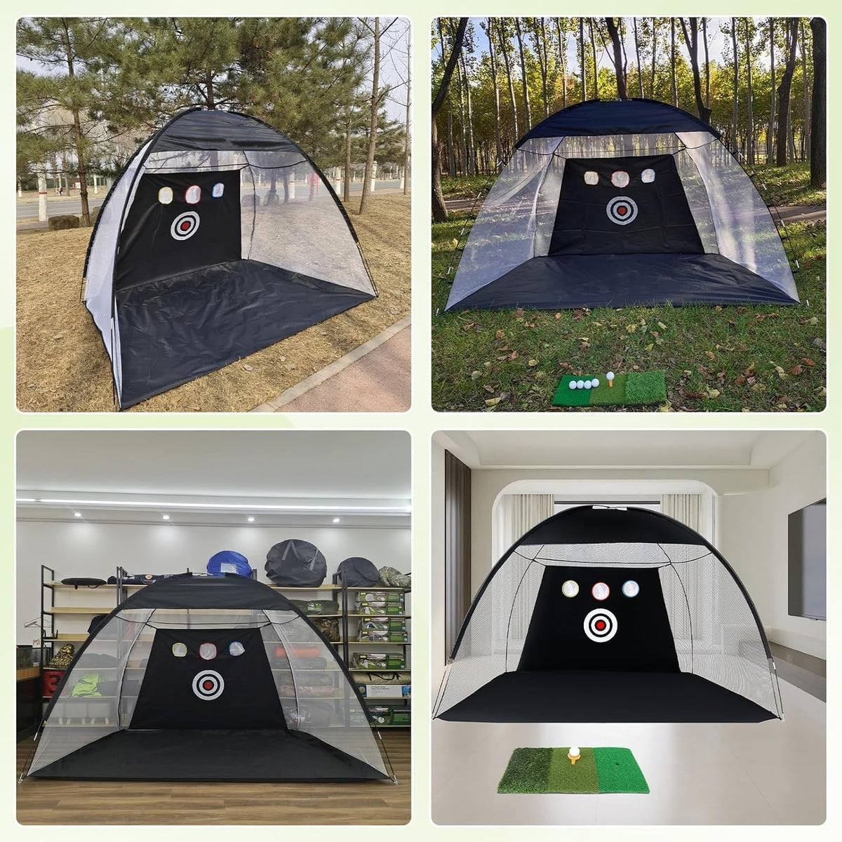 10 × 7 FT Golf Oefennet - Golfslagnet met Swing Trainer Praktijkmat Draagtas 6 oefenballen voor binnen buiten rijden en chippen praktijk duurzaam net voor chippen volledige swing training
