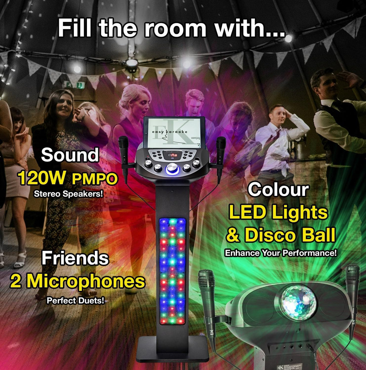 N-Gear NGS828-BT Karaokesysteem met standaard 240 W Dubbel lichtanimatiesysteem