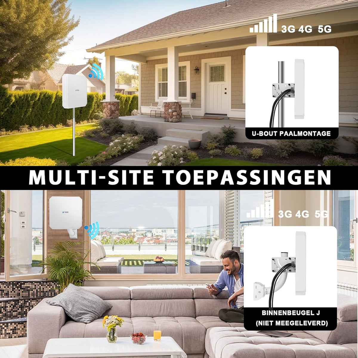 Maswell 5G Antenne 4X4 MIMO Outdoor, High Gain 10dBi Directionele Externe Antenne Compatibel met Vodafone EE Drie Zyxel NETGEAR ZTE 5G NR Routers en Gateways | Breedband 600-8000 MHz