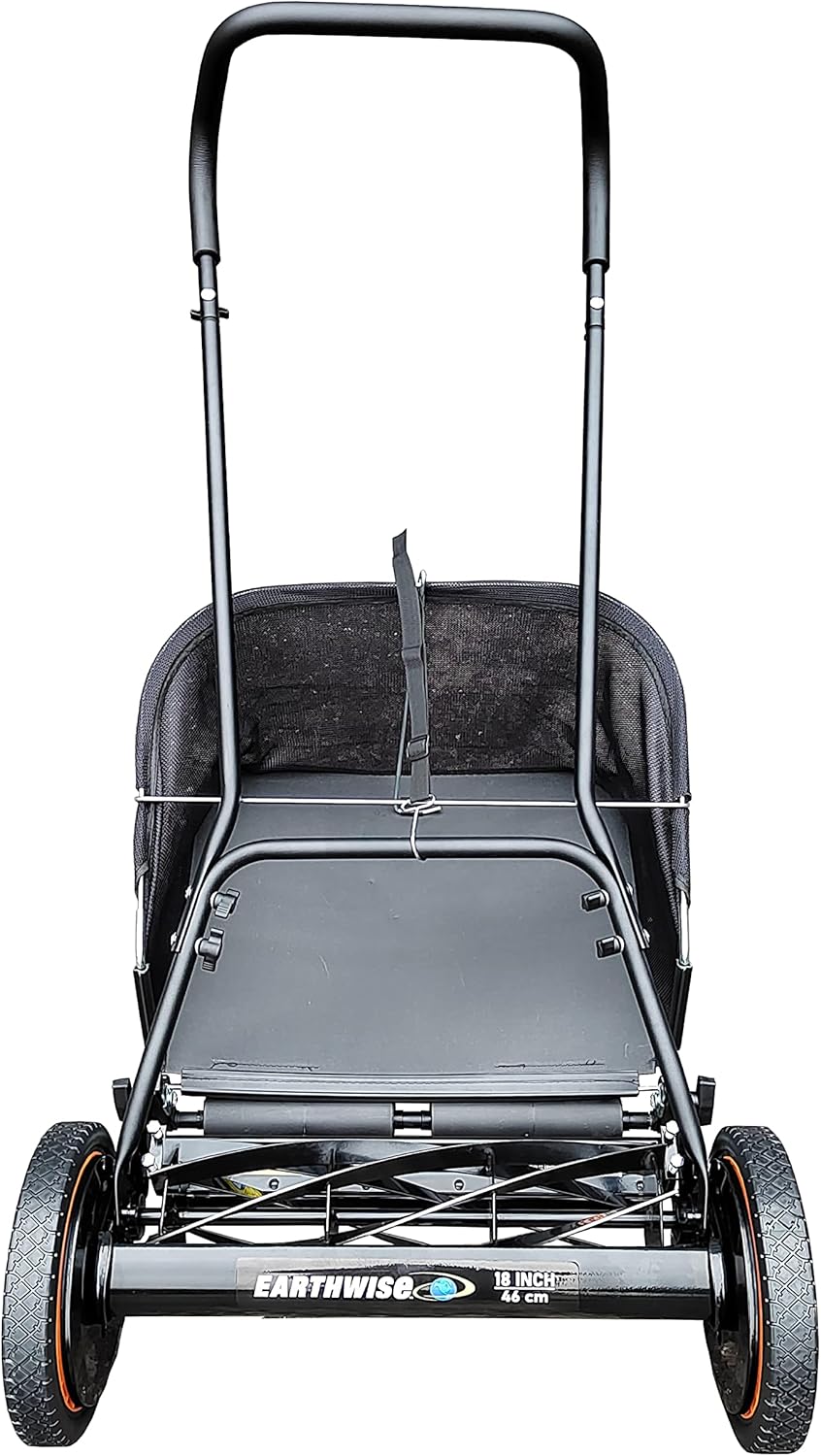 Handgrasmaaier – Kooimaaier – Gazonmaaier – Grasmaaier – Manuale Grasmaaier – 7 Warmtebehandelde Messen – Maaibreedte 45,7 cm met Opvangmand