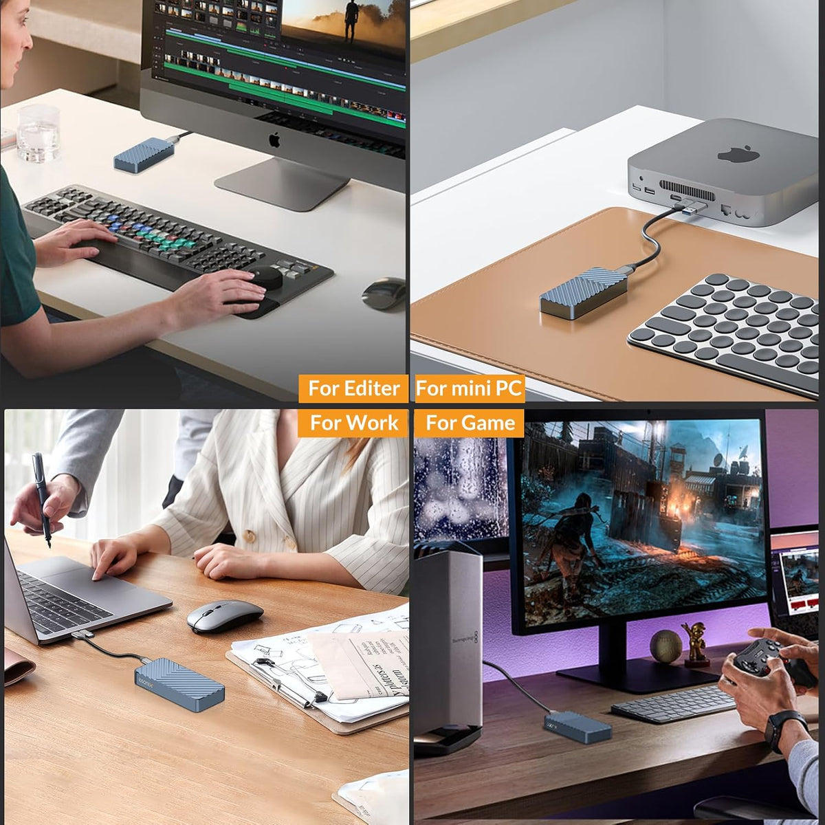 iDsonix Aluminium Behuizing USB4.0 Type-C Transmissie Behuizing Case Voor M.2 NVME SSD in Grijs