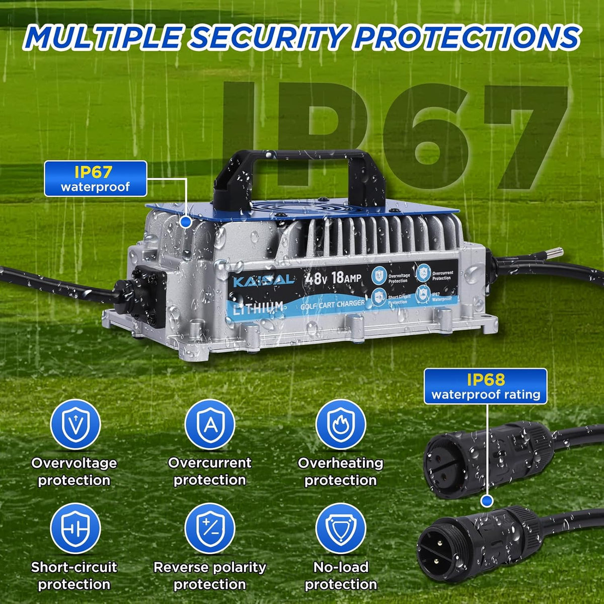 48V Lithiumbatterijlader – Lithium Acculader – LiFePO4 Oplader – Accu Charger – Elektrische Batterij Lader – IP67 Waterdicht – Slimme 3-fasen Oplaadtechniek