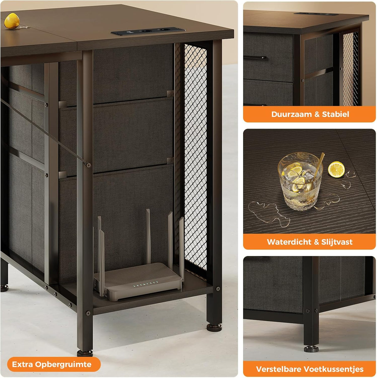 Coleshome Bureau met 6 lades, 160x52 cm Bureau met opslagruimte, Computerbureau met Planken voor Thuiskantoor, Zwart
