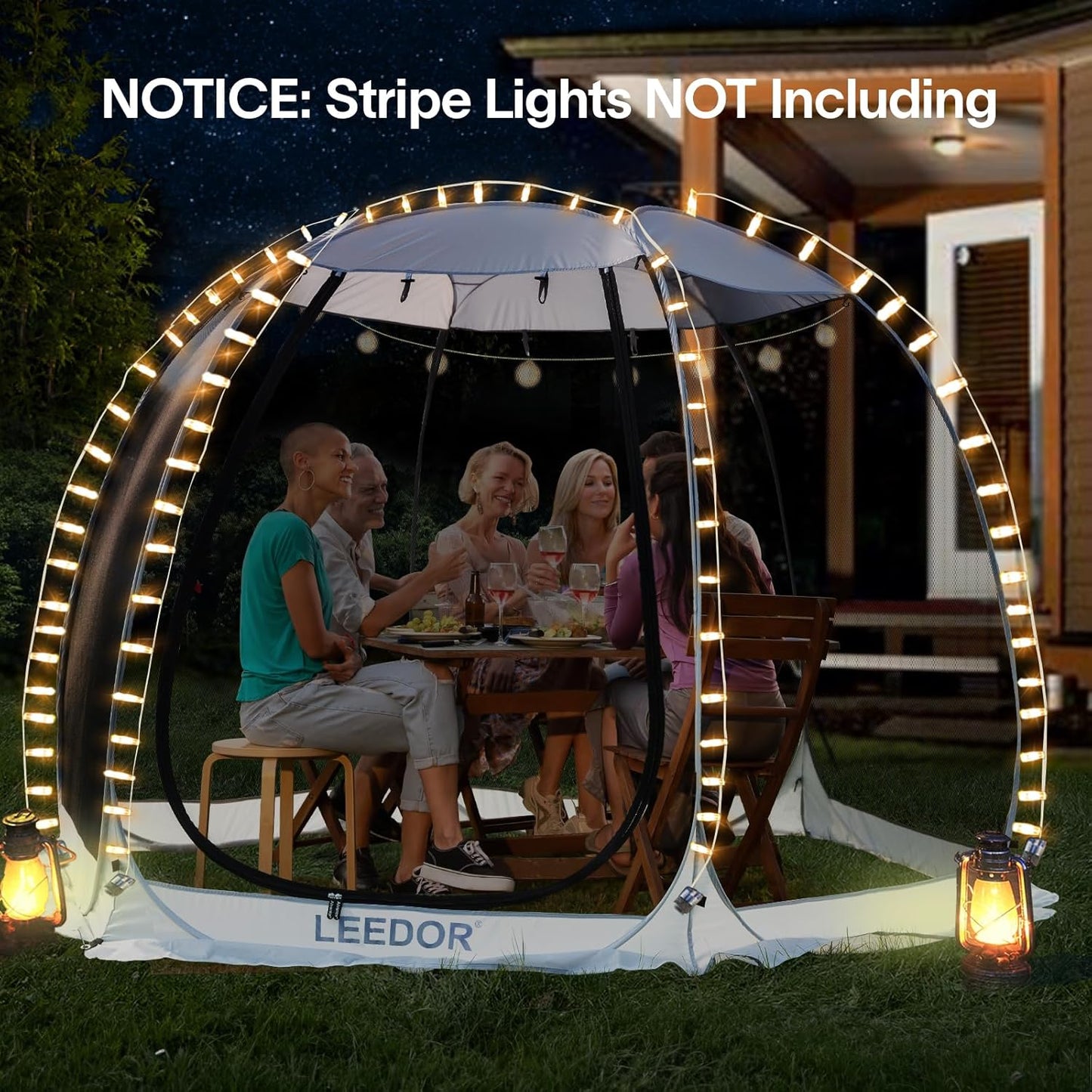 LEEDOR Pop-up gaas-tent voor 4-6 pers. Paviljoen, afgeschermde kamer met muskietengaas, uv-bescherming, draagtas, perfect voor tuin, terras of camping, beschermt tegen zon en insecten, 3 x 3 m