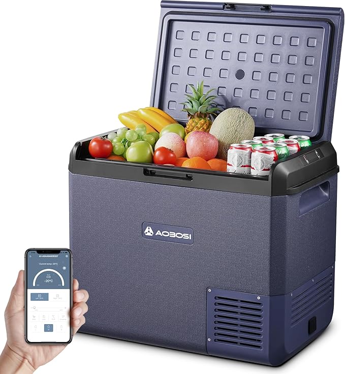 Koelbox – Campingkoelkast – Mobiele koelkast – Combi koelvrieskast – Elektrische koelbox 60L – Compressor met Snel koelen tot -20°C – Spatwaterdicht IPX4