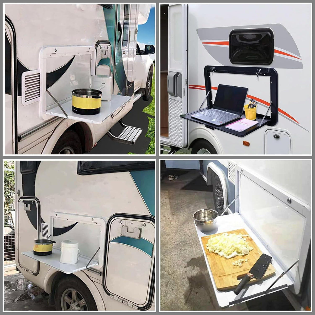 Opvouwbare Picknick Tafel voor Campervan - Buiten Wandtafel Kit Met Afsluitbare Muur Bevestiging - Aluminium Legering voor Motor en Thuis