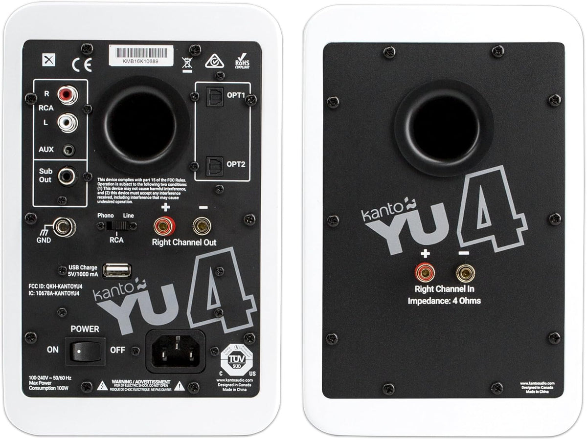 Kanto YU4MW luidsprekers met Bluetooth-voeding - 140 watt - Phono-voorversterker (matwit)