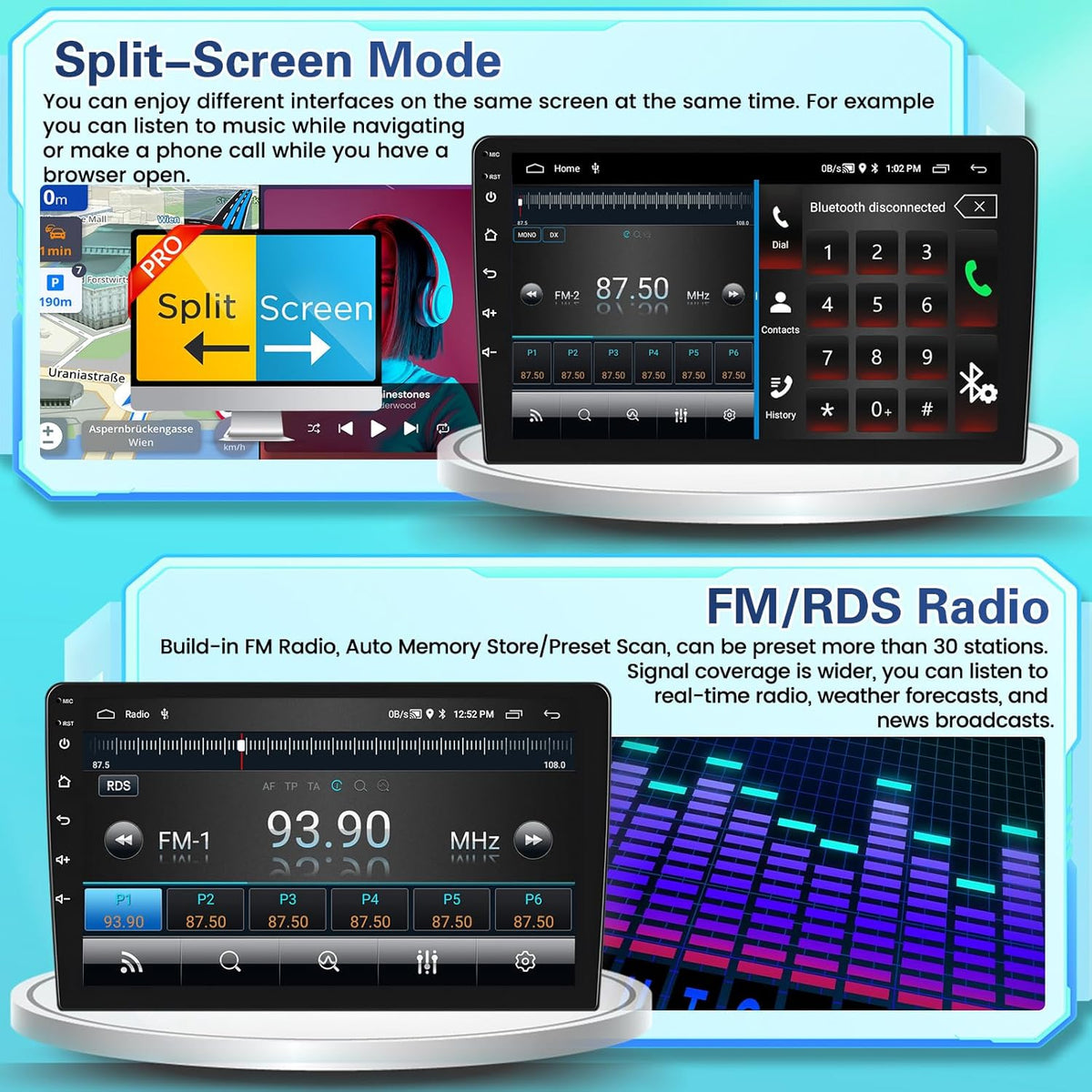 Android Autoradio – Carplay Autoradio – Multimedia Receiver – Navigatiesysteem – Touchscreen Radio – 9 Inch Scherm – Draadloze CarPlay & Android Auto