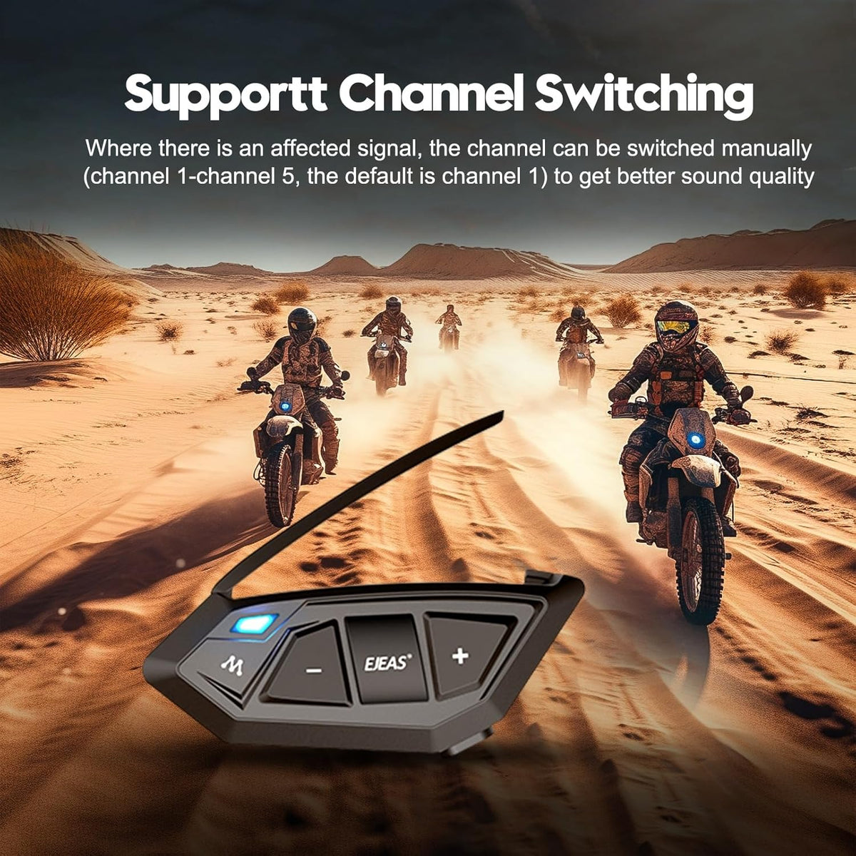 EJEAS MS20 Mesh 3.0 Group Intercom Communication System Motorcycle Helmet Bluetooth 5.1 Headset with CVC Noise Cancelling for 20 People Speaking Full Duplex at the same time (2 Pack)