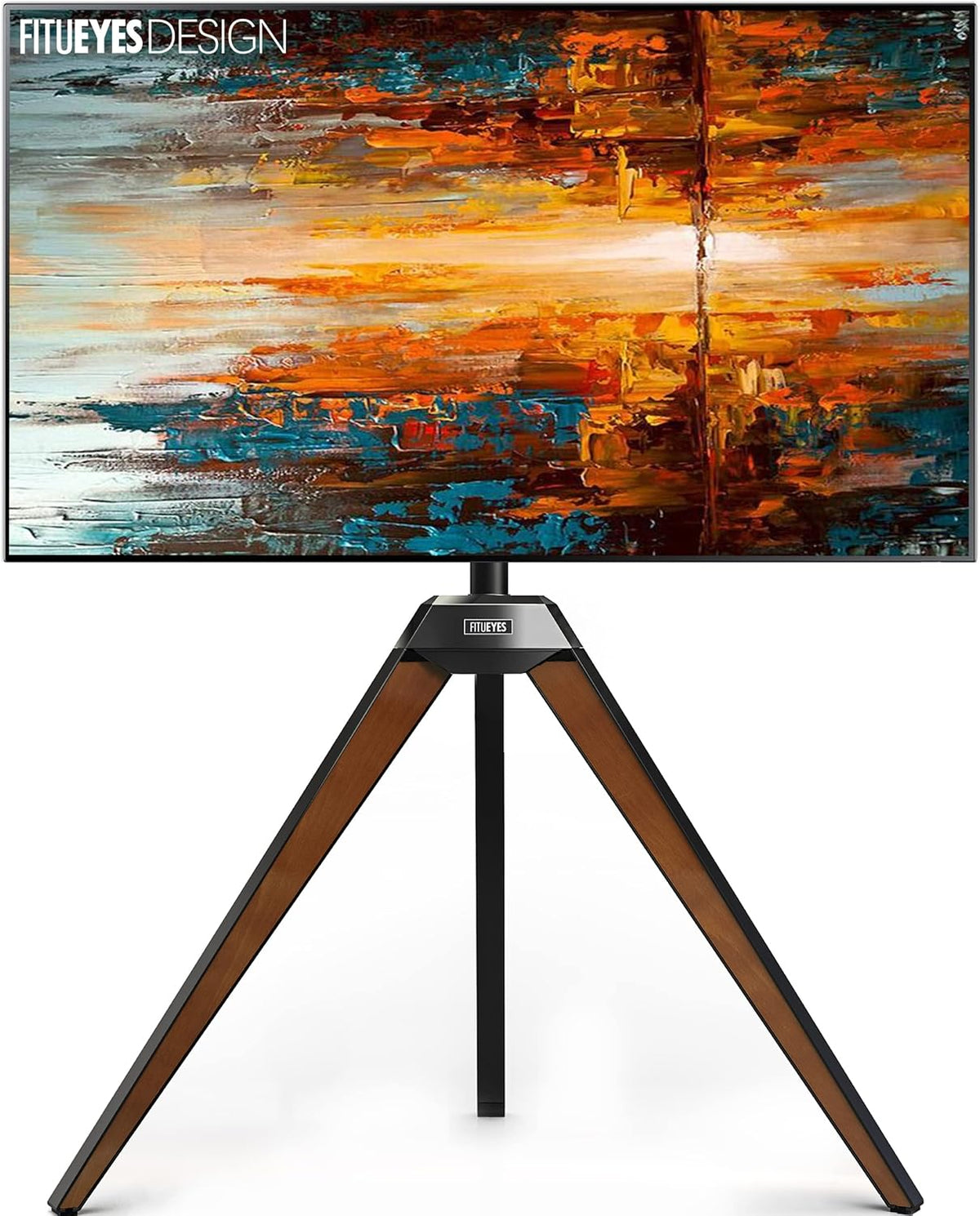 FITUEYES TV-Standaard op statief voor 32-60 inch schermen Gemaakt van hout Verstelbare hoogte 1150-1300mm Verstelbare hoek ± 20° VESA 200x200-400x400mm
