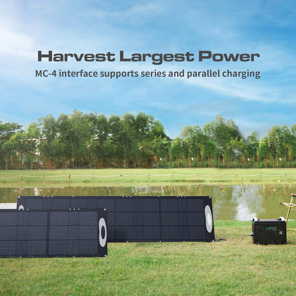 VDL Zonnepaneel, opvouwbaar, 200 W zonnepaneel met monokristallijn zonnecel voor powerstation, 20 V fotovoltaïsche module zonne-installatie zonne-oplader met Multi-Contact 4 voor outdoor, camping