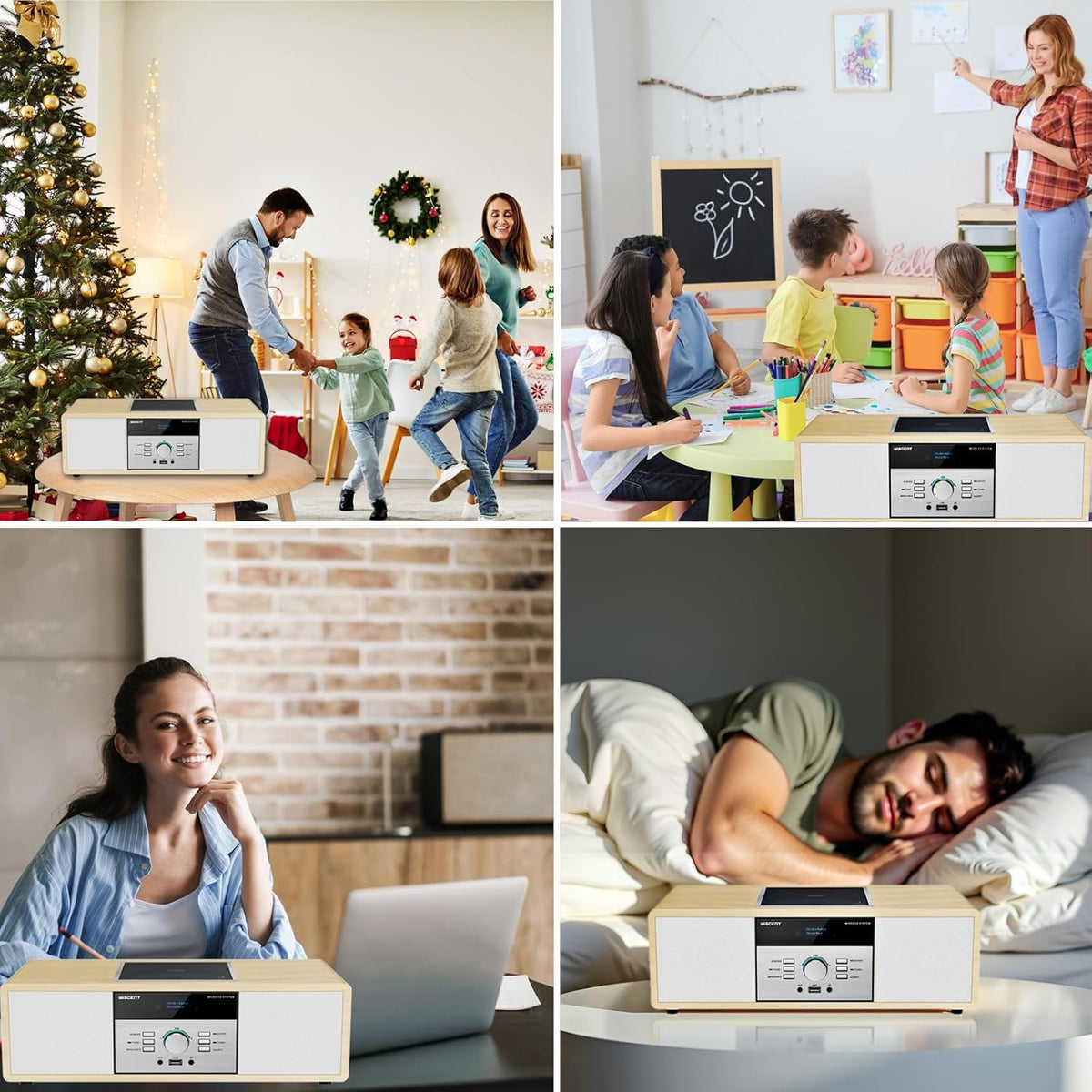 DAB-radio met CD-speler, vintage hifi-muzieksysteem van hout met Bluetooth, DAB+, FM-radio, AUX- en USB-ingang, afstandsbediening, compact radio en stereo-installatie