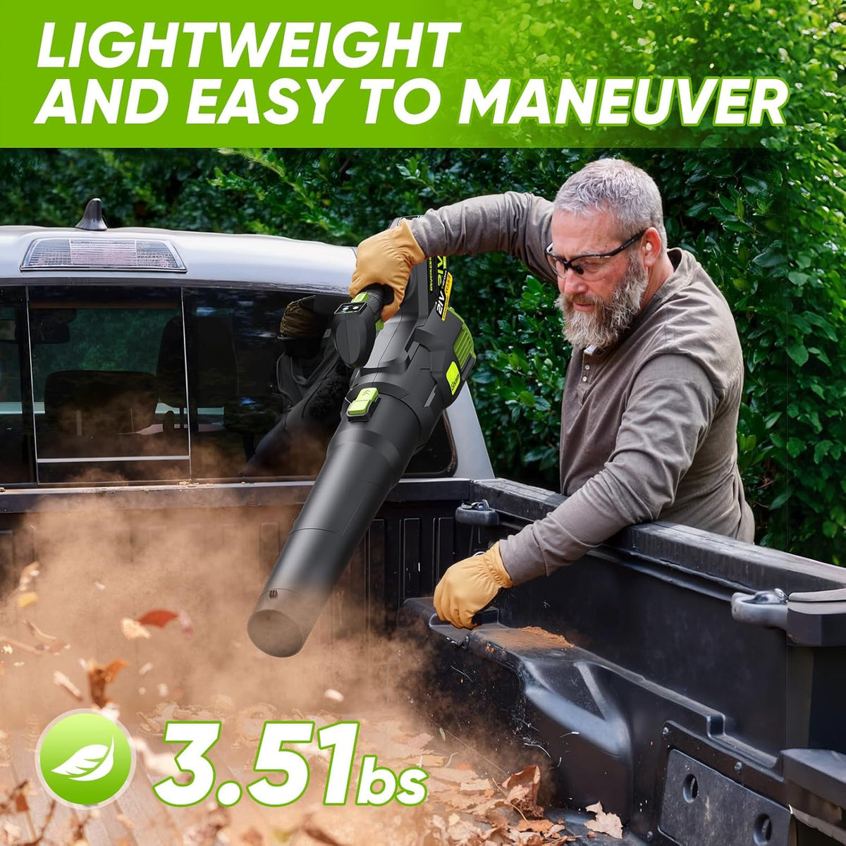 Bladblazer met Accu, Gisam Elektrische Bladblazer Borstelloos met 2x3.0Ah batterijen, Leaf Blower 2 Snelheden + Turbo Schakelaar Max 25000RPM, Luchtvolume 750m³/h, Voor Tuin Gazononderhoud