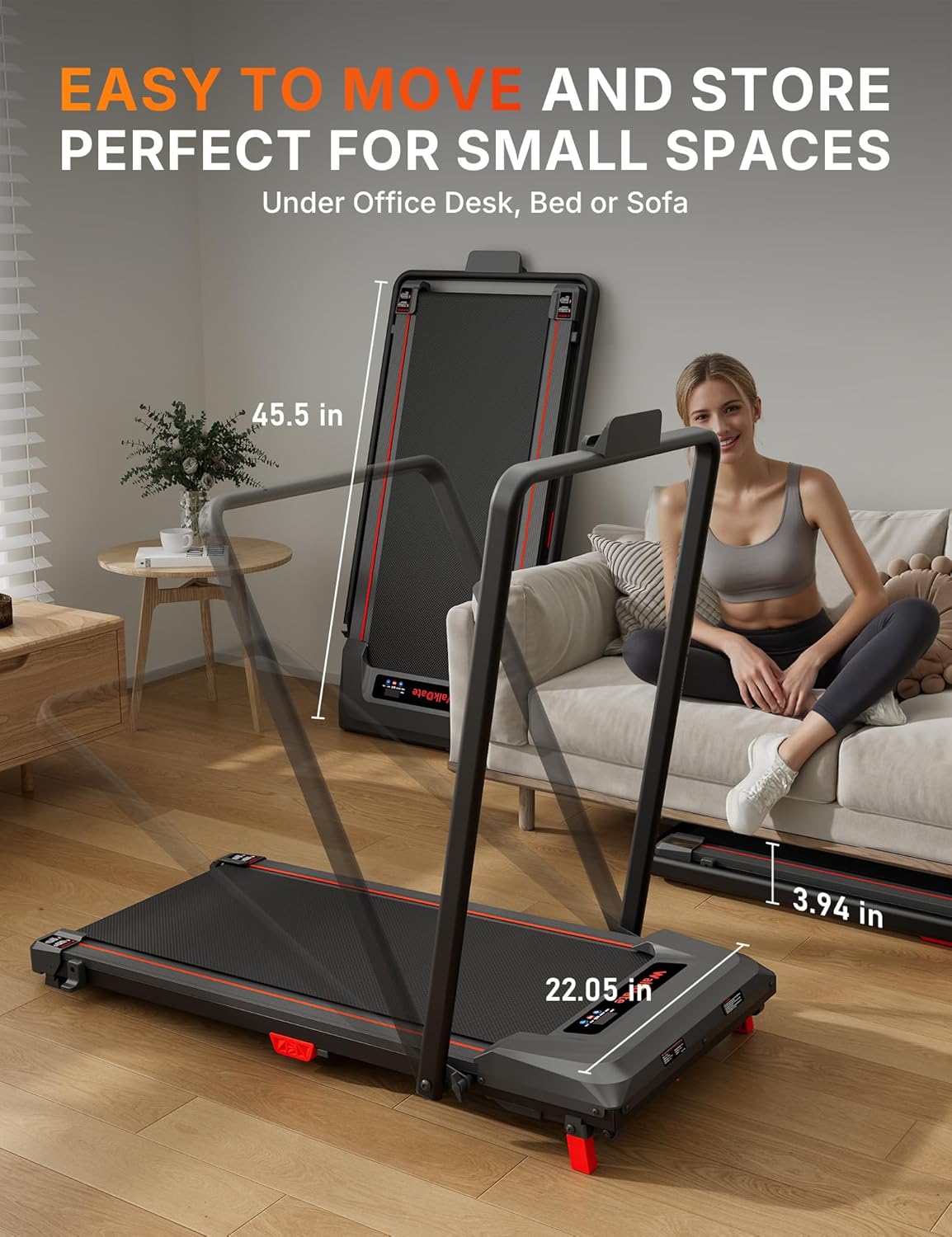 Loopband – Wandelpad – Loopmachine – Treadmill – Fitnessband – Compact Formaat – 5% Hellingsfunctie – Handgrepen – LED-Display – Max 150 kg