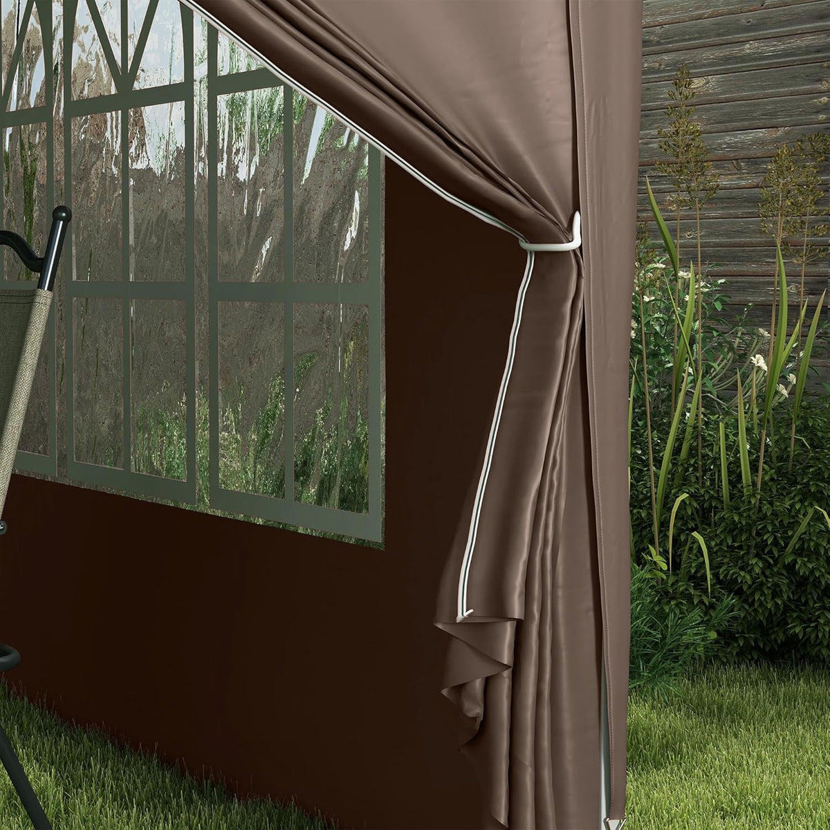Vouwpaviljoen – Vouwtent – Partytent – Biertent – Tuinpaviljoen – Koffiekleur – Waterafstotend Tentdoek – Stabiel Poedergecoat Stalen Frame