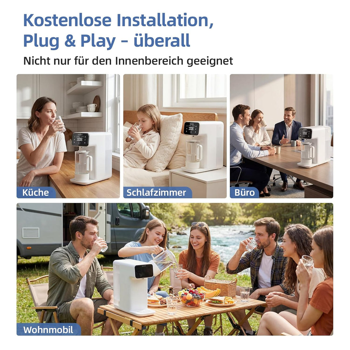 Optisch osmose-installatie, drinkwater, 6-traps filtratie tegen nitraat en PFAS, afvalwaterverhouding 4:1, TDS-monitor, 4L-tank, 1,2 l remineraliserende glazen kan voor alkalisch water, nulinstallatie