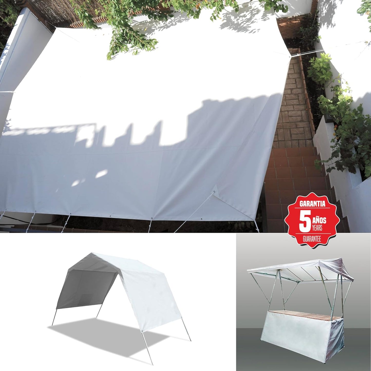 Altuna BI050LOBL Universeel zeil, 90 g/m2, 8 x 12 m, wit/zwart