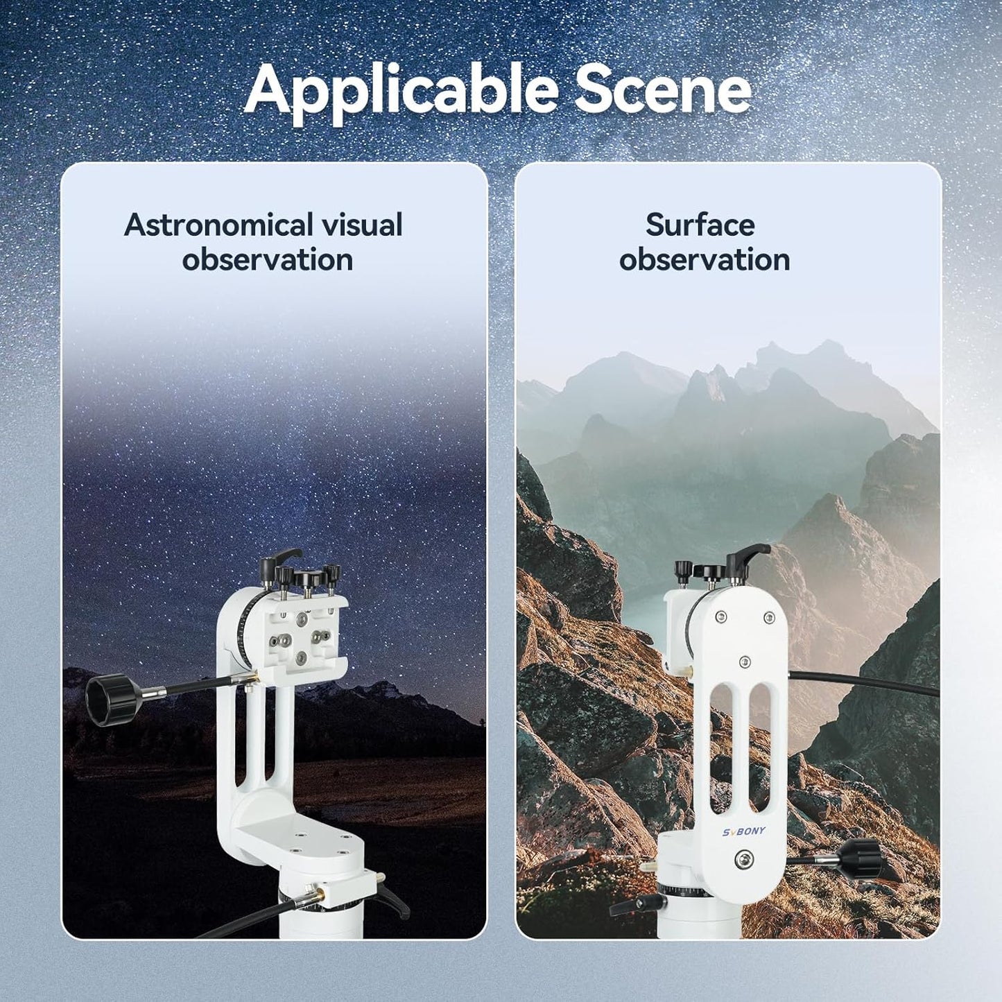 Svbony SV225 Alt-Azimuth Mounting, Aluminum Altazimut Mounting with Adjustable Angle CNC Hollow Structure, Accesorios de Telescopio for Visual Observation, compatible with Celestron 127SLT 150SLT - QUORE