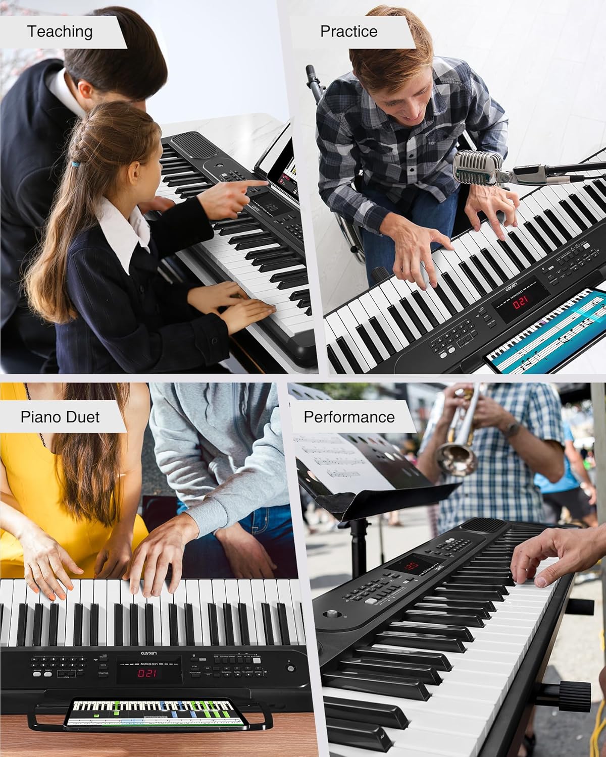 Digitale Piano – Keyboard – Elektronisch Toetsenbord – Piano Keyboard – Elektrische Piano – Inclusief Muziekstandaard – Compact Zwart