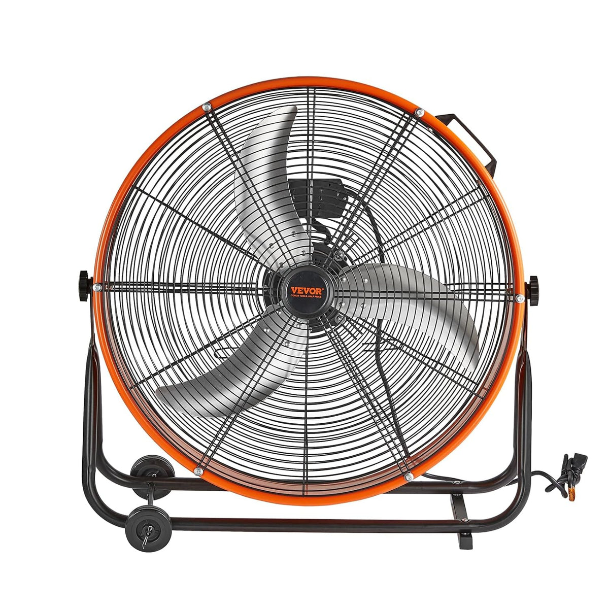 VEVOR Trommelventilator, industriële werkplaatsventilator, 609 mm, 3 snelheden, 8700 CFM, met instelbare helling, 360 graden, industriële ventilator voor magazijn, werkplaats