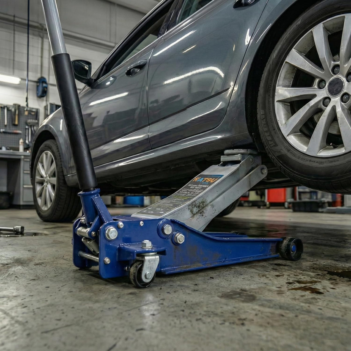 KATSU Hydraulische krik met laag profiel, 3T, hefhoogte max. 505 mm, garagehefgereedschap voor auto, vrachtwagen, aanhanger, autoreparatie