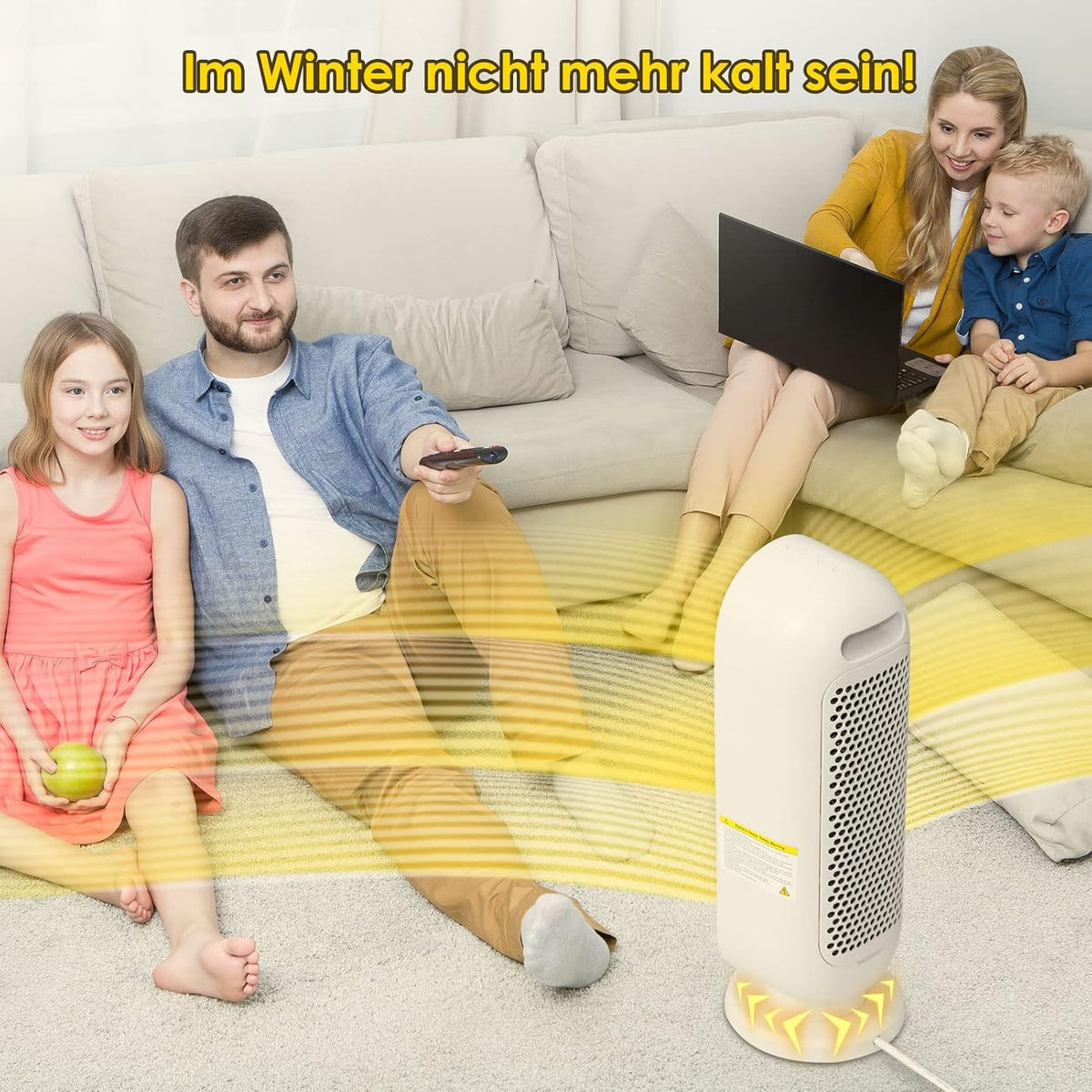 Kachel, keramische ventilatorkachel, 2000 W, 3 modi, thermostaat, ventilatorkachel, 12-uurs timer, kantelbeveiliging, 100 graden oscillatie-ruimteverwarming voor thuis en op kantoor, wit, klein scherm