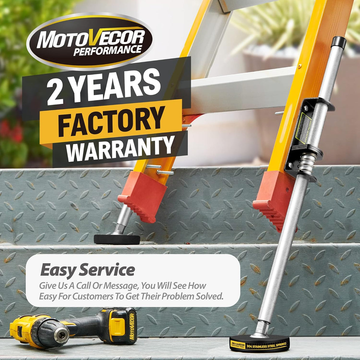Bravex Verstelbare Ladder Leveler Paar met Anti-Slip Rubber Voeten Gegraveerd Anti-Slip Patroon Stalen Pole, Extension Ladder Stabilizer Voeten Levelers, Universele Trap Ladder Aide Stabilizer Accessoires