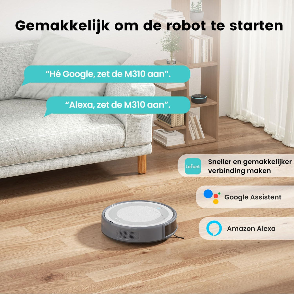 Robotstofzuiger – Robotstofzuiger met App – Stofzuiger Robot – Dweilrobot – Automatische Stofzuiger – Krachtige Zuigkracht 4500Pa – Lange Batterijduur 180 Minuten
