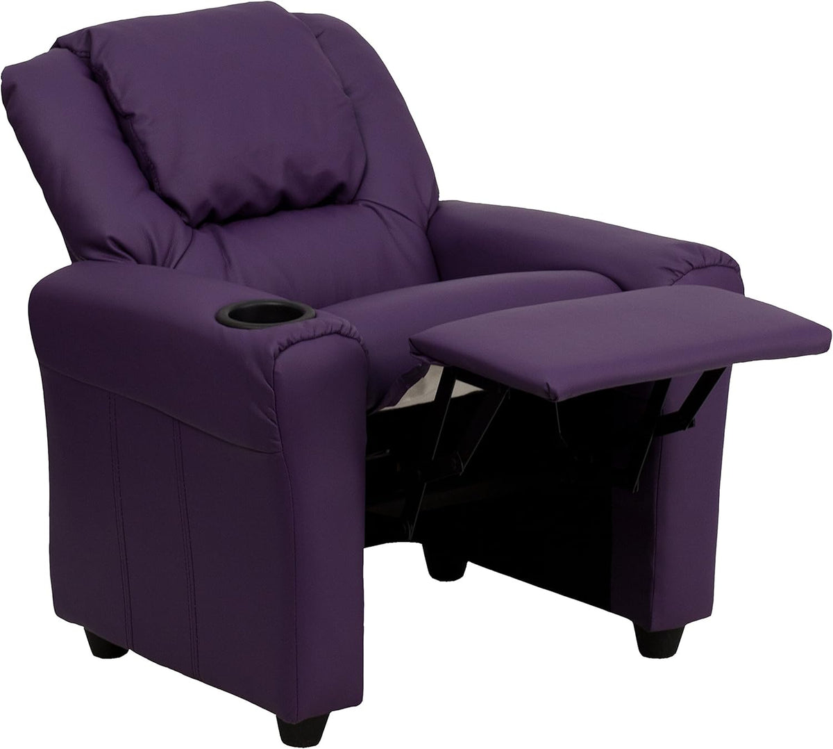 Flash Furniture Hedendaagse kinderfauteuil met bekerhouder en hoofdsteun, hout, paars Vinyl, 60,96 x 48,26 x 48,26 cm