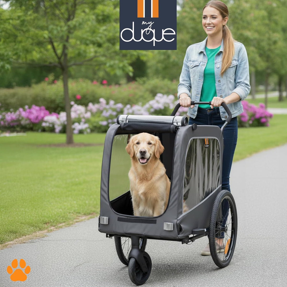 Carter - 3in1 Hond Huisdier Fiets, Fietstransportaanhanger, Huisdier & Winkelwagen Fietskinderwagen, Jogger, Handige Trolley, Gemakkelijk Op te Vouwen, Inclusief Regenschermen, Max