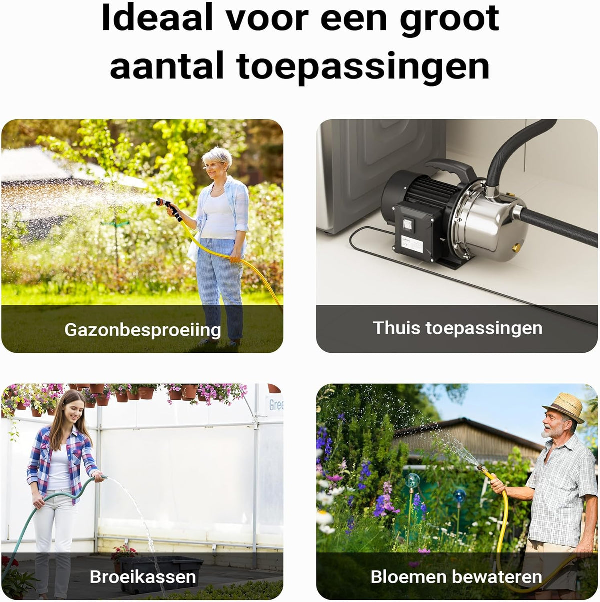 Waterpomp – Tuinpomp – Besproeiingspomp – Dompelpomp – Vuilwaterpomp – 1100W Krachtige Motor – Roestvrijstalen Behuizing