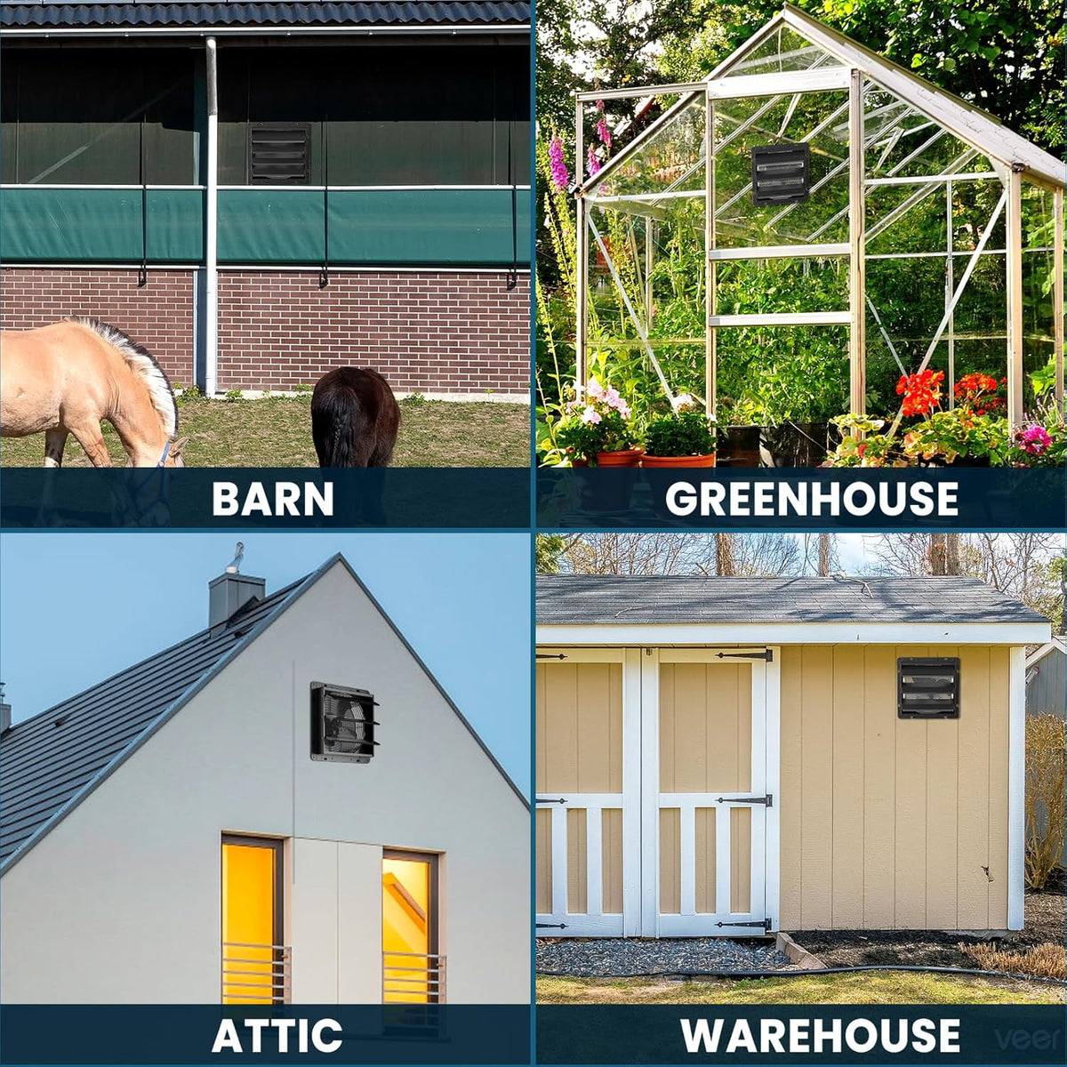 HG Power Afvoerluchtventilator met toerentalregelaar, industriële wandventilator, 1500 m³/uur, regelbaar, met gaaszeef, aluminium raamventilator met EU-stekker voor kelder, garage, keuken, lamellen