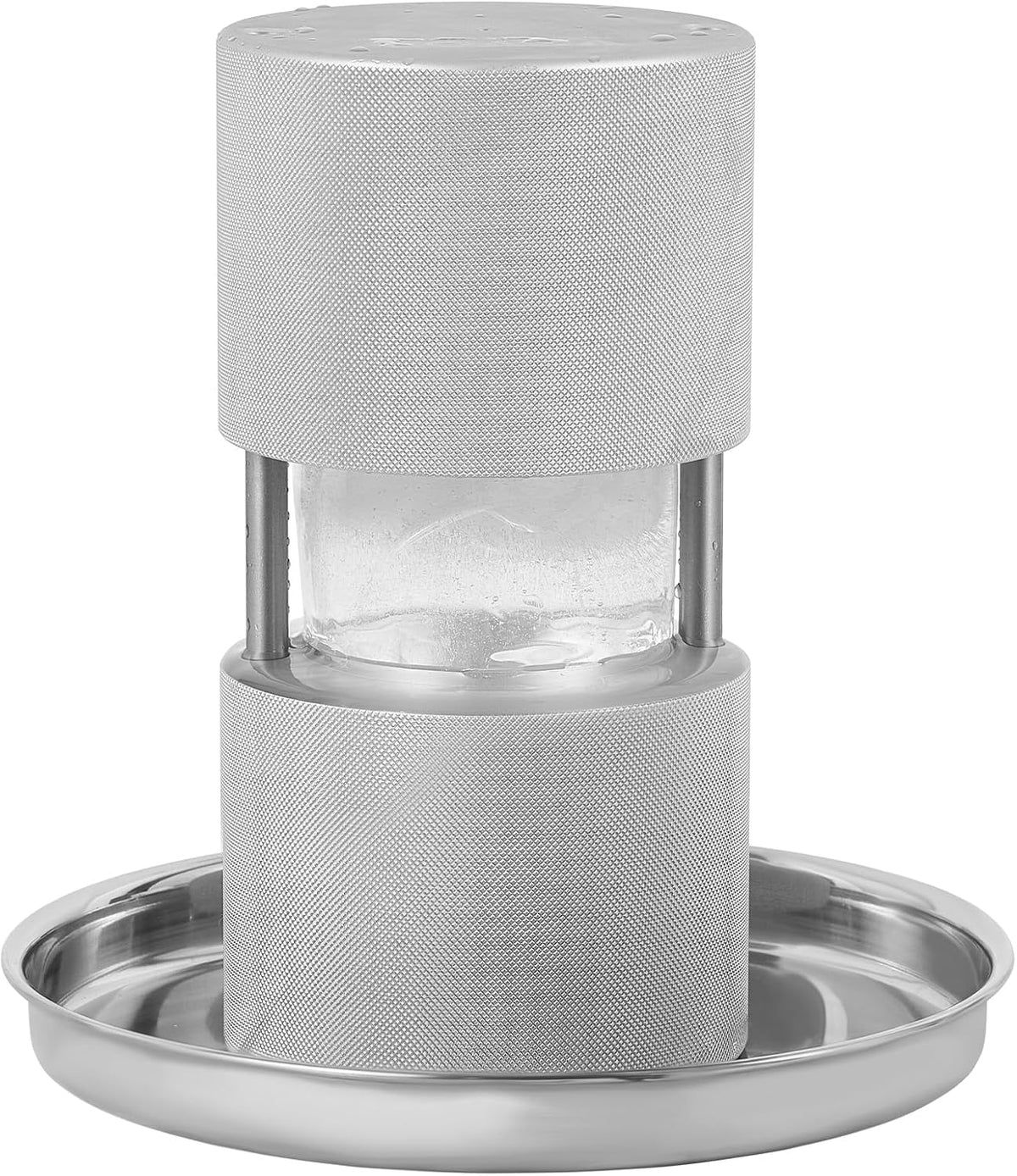 VEVOR IJsbalpers, 2,4 inch ijsbalmaker, vliegtuigen Al Alloy Ice Ball Press Kit voor 60 mm ijsbol, ijspers met tang en druppelbak, voor whisky, cocktail, bourbon, scot op feest en vakantie, zilver