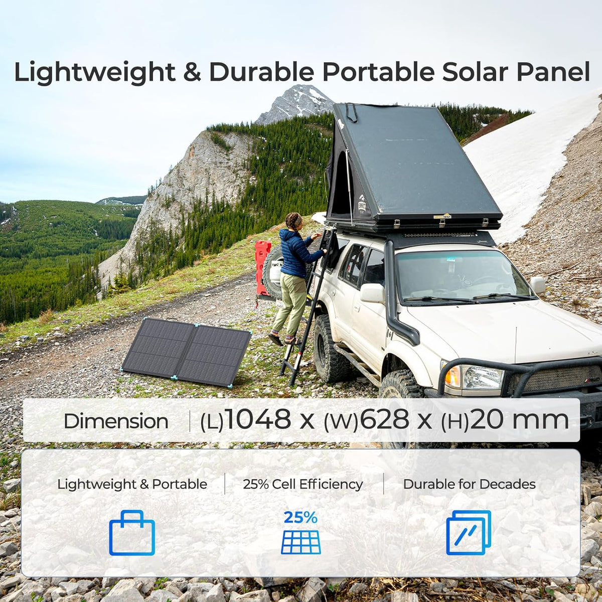 Renogy Opvouwbaar zonnepaneel, 100 W, cellen type N, opvouwbaar, draagbaar, opvouwbaar, waterdicht IP67, voor campers, caravans, hutten, camping, thuisrugsysteem, 320 Wh