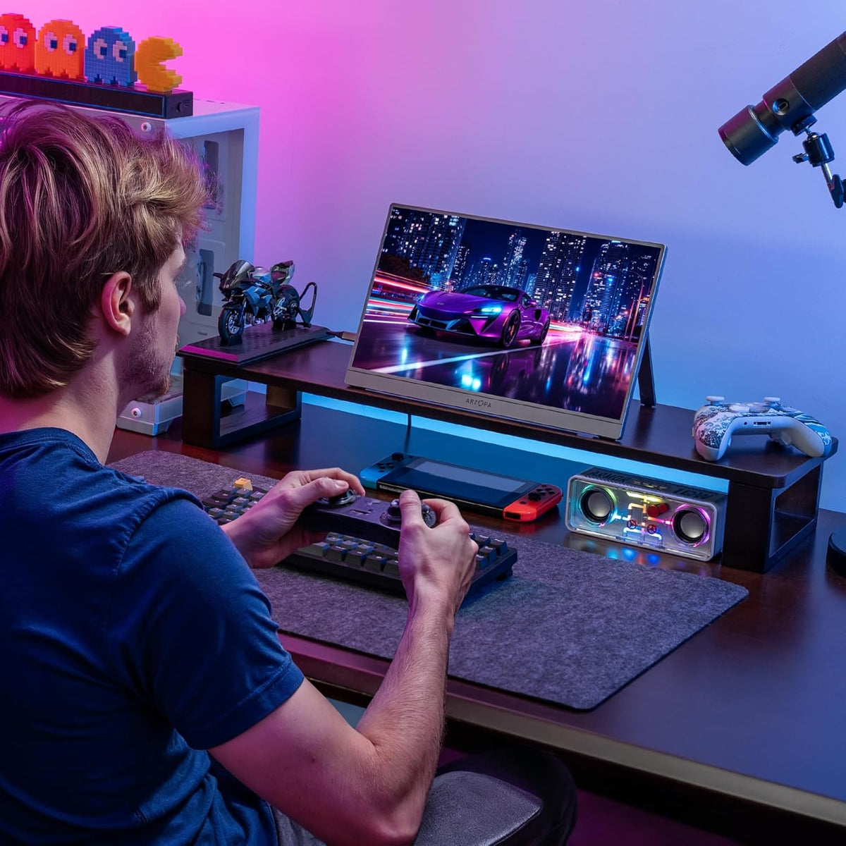 ARZOPA 16.1" Portable Monitor 2.5K QHD 180Hz Gaming - 2560×1440, 107% sRGB, HDR10 - With Built-in Stand & Protective Case - Compatible with PS5, Xbox, Switch, PC and Mac - Space Grey - QUORE