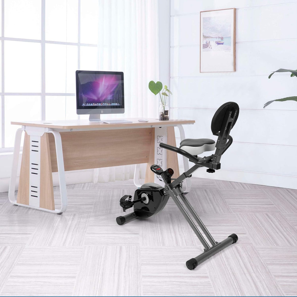 Ultrasport Senioren Recumbent Home Trainer, ligfiets hometrainer met lage instaphoogte, acht weerstandsniveaus, trainingscomputer, gecertificeerd volgens GS, CE en EN957, comfortabele vulling