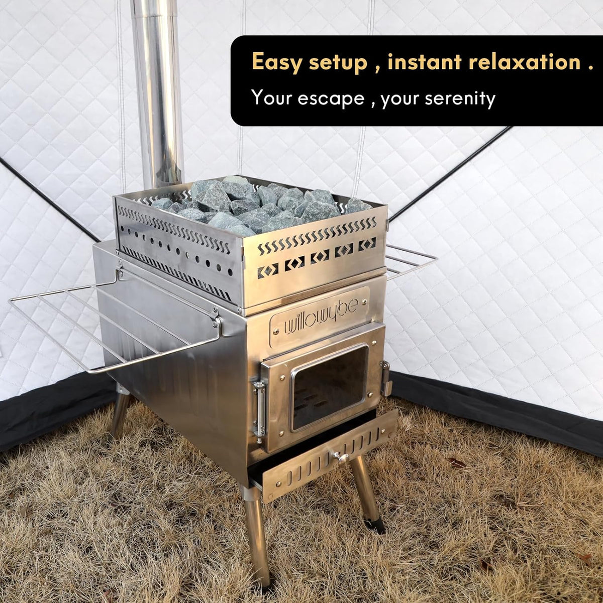 WillowyBe Outdoor Sauna Hete Tentkachel, Raketkachelverwarmer, Draagbare Houtkachel voor Droge Sauna, Koken voor Echtgenoot en Vrienden